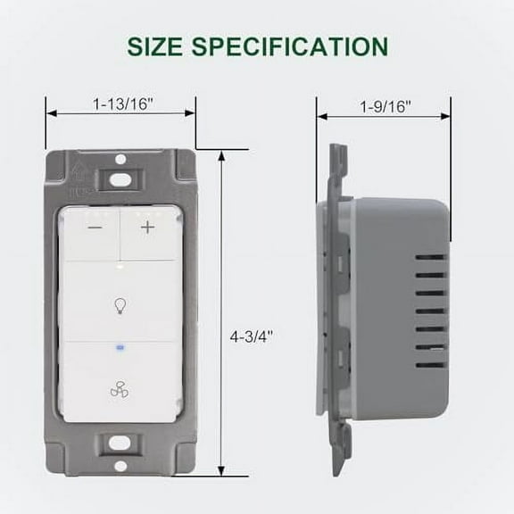 Akicon Dimmer Switch for Exhaust Fan, LED Dimmer Switch for Bathroom Exhaust Fan with Light, Single Pole Dimmer Switch, cETL Listed, White