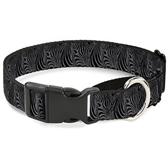 Buckle-Down Zebra Head Black Gray Martingale Dog Collar