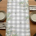 thumbnail image 5 of Table Runners 72 Inches Long Dress Scarves, Watercolor Floral Farmhouse Kitchen Table Runner, Coffee Tablerunners, Spring Flowers Leaves Plants Gray Plaid 18x72 Inch, 5 of 9