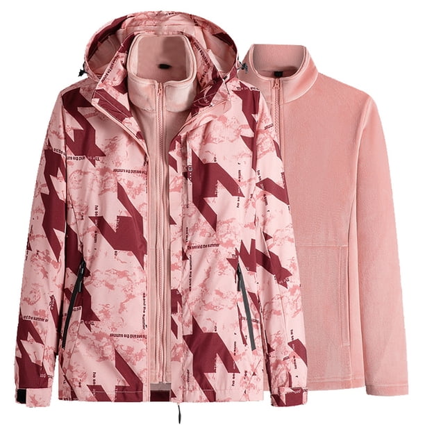 Abrigo largo grueso cálido de invierno Chaqueta de forro polar de invierno para mujer, conjunto interior de dos piezas, abrigo de montañismo desmontable a de viento (Negro, M)