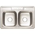 thumbnail image 1 of Premier 3562899 Premier 4-Hole Double Bowl Sink  22-Gauge  Stainless Steel  33 In. X 22 In. X 7 In., 1 of 1
