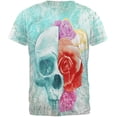 thumbnail image 2 of Halloween Distressed Skull and Flowers All Over Mens T Shirt Multi 2XL, 2 of 2