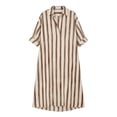 thumbnail image 4 of PBFRDSJ Women's Summer Striped Shirt Dress Casual Oversized Boho Rolled Cuff Kaftan Dress Loungewear with Pockets, 4 of 5