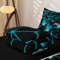 thumbnail image 5 of Erosebridal Neon Cyan Gamepad Zipper Twin Comforter Sets with Fitted Sheet and 2 Pillowcases for Boys Men, Square Game Controller Zipper Bedding Set, Black Reversible, 4 Pieces, 5 of 7