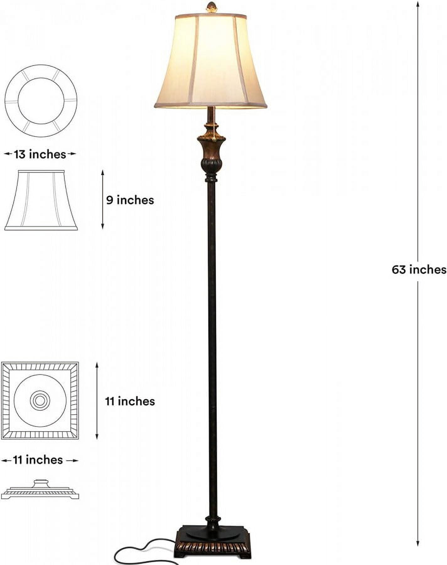 Brightech Sophia 63 in. Bronze LED Floor Lamp with Bell Shape Fabric Shade