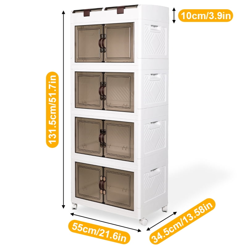 4-Tier Storage Cabinet with Wheels - Slim File Cabinet & Bathroom Floor Organizer for Toilet Paper, Towels, Snacks | Kitchen & Home Use