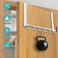 thumbnail image 3 of Over The Door Hooks Door Hanger, NOGIS Moving 6-Hooks Over Door Coat Rack for Hanging, Aluminum Heavy Duty Door Organizer for Towel Robe Hat Bag, Behind Back of Door Bathroom (White), 3 of 7