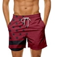 thumbnail image 2 of FASHOFT Mens Swim Trunks 4th of July American flag Print Beach Board Shorts with Pockets Bathing Suits Wine XXXL, 2 of 4