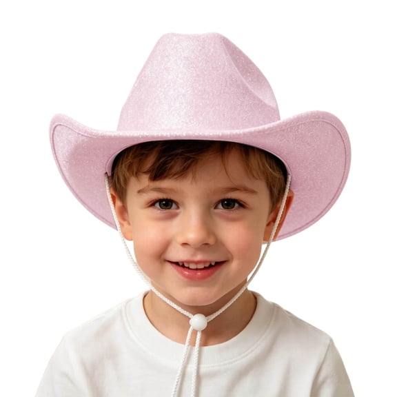 HGIEYS Kids Cowboy Hat Sparkly Glitter Neon Cowgirl Hats Bulk Holographic Space Hat for Western Cowboy Party 3-9 Years
