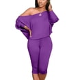 thumbnail image 2 of Frontwalk Ladies Loungwear Drawstring Nightwear Elastic Waist Sleepwear Women 2 Piece Outfits Lounge Sets Tops And Shorts Pjs Purple 2XL, 2 of 4