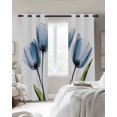 thumbnail image 3 of Blue Tulip Blackout Curtains 45 Inches Long for Bedroom, Abstract Flower Country Farm Floral White Thermal Insulated Room Darkening Black Out Window Curtain Panels Grommet Drapes for Living Room, 3 of 8