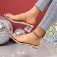 thumbnail image 4 of Qingpeng Womens Transparent Open Toe Sandals Chunky Heel One Line Toe Strap Summer Fashion Clear Shoes Club Party Daily Casual Footwear, 4 of 9