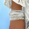 thumbnail image 3 of ROCKROK Pack of 20 White Beaded Bracelets for Beach Vacation Fashionable Wrist Chain, 3 of 9