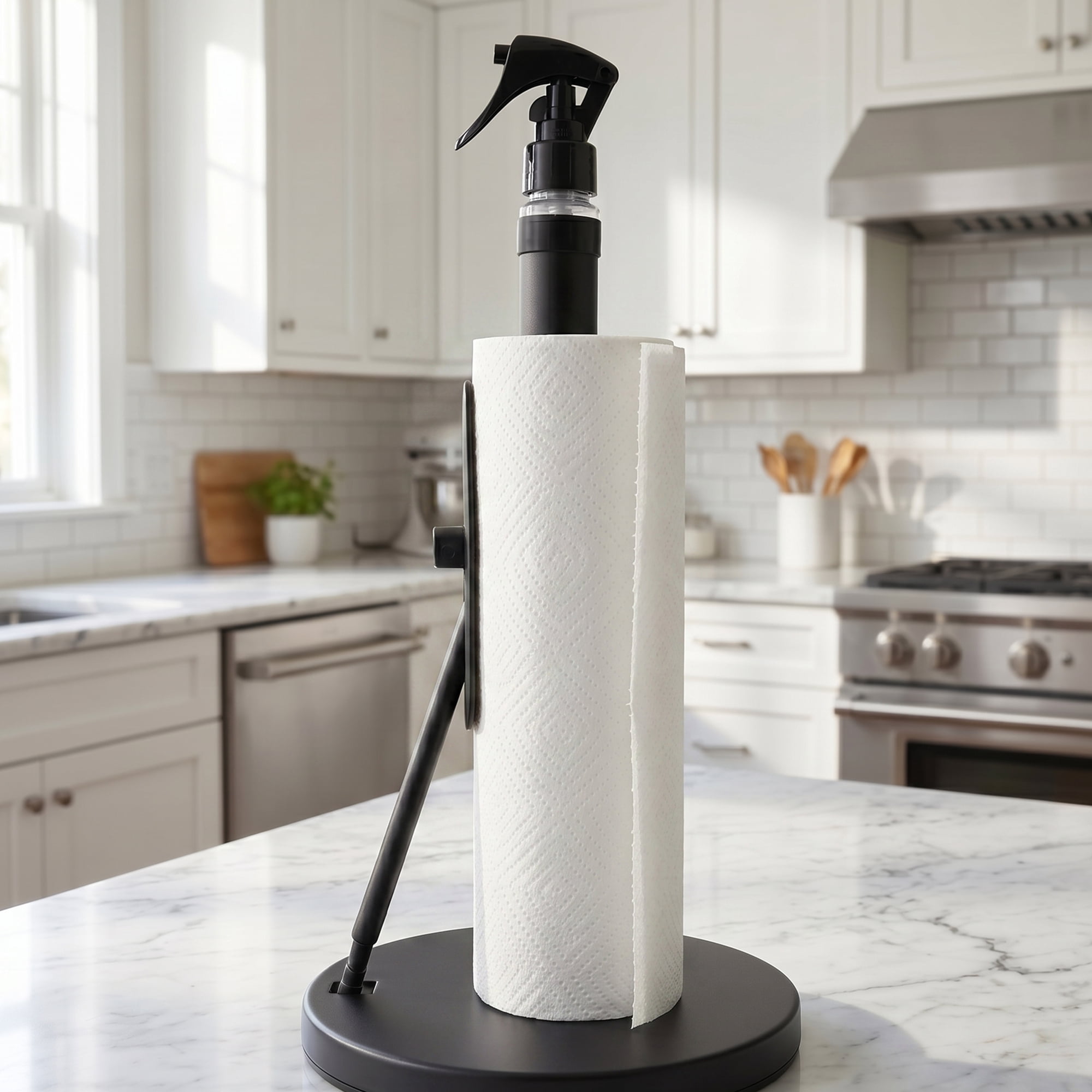 Unique Bargains Countertop Base Stainless Steel Paper Towel Holder Gold B 14.4x7.1inch
