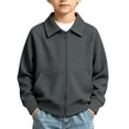thumbnail image 2 of Atogsazn Kids Boys Waffle Full Zip Hoodies Childrens Casual Long Sleeve Collared Jacket Fall Winter Tops Outerwear Dark Gray 7-8 Years Fashion, 2 of 9