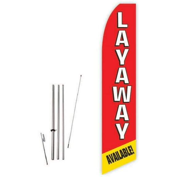 Layaway Available! Red/Yellow Super Novo Feather Flag - Complete with 15ft Pole Set and Ground Spike