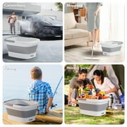 Beinilai Collapsible Foot Bath Basin with Massage Bumps for Soaking Feet,Soaking Tub with Handle,Multifunctional Plastic Foot Bucket-Grey
