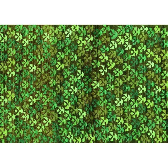 Ahgly Company Indoor Rectangle Abstract Green Contemporary Area Rugs, 6' x 9'