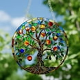 thumbnail image 2 of Tree of Life Stained Window Hanging Panel for Home Porch Kitchen Bedroom Inspirational Tree Design Green Translucent Acrylic Window Art Suncatcher, 2 of 5