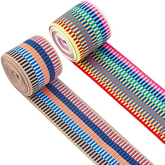 4Yards 2inch Nylon Elastic Band Flat with Stripe Pattern Rubber Cord Band for Webbing Garment Sewing Accessories