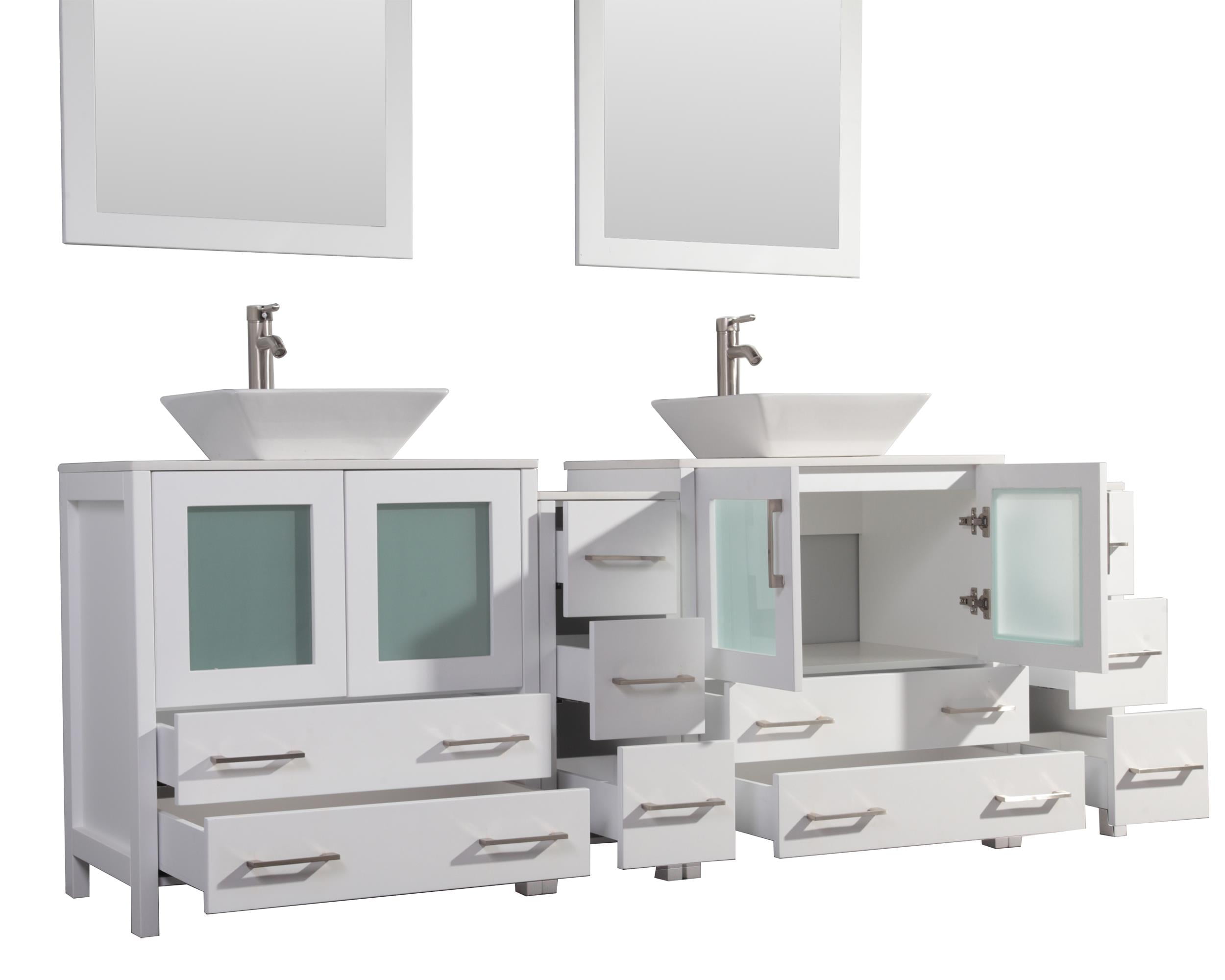 Vanity Art VA3130-84W 84 in. Double Sink Bathroom Vanity Set, White