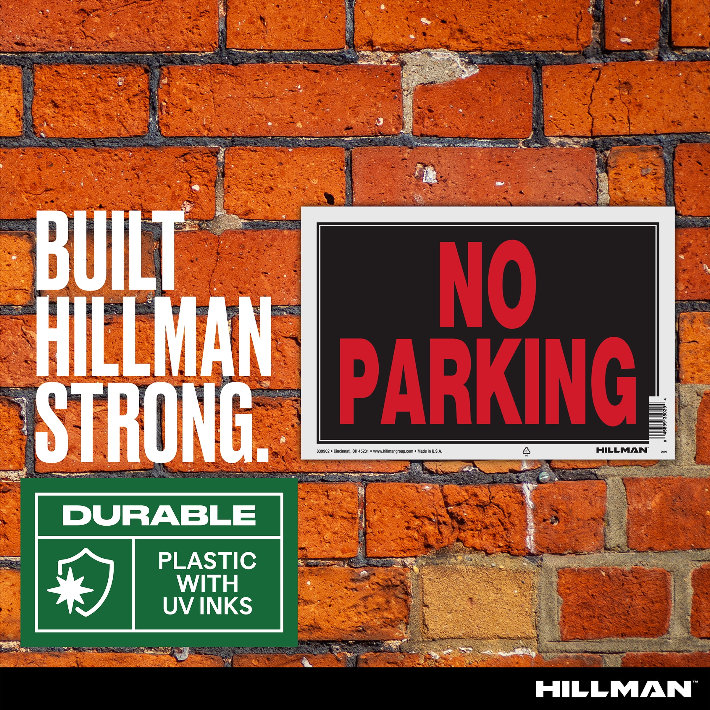 (2 pack) Hillman No Parking Sign, Plastic, 8" x 12", Red and Black, 1 Sign