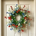 thumbnail image 7 of Front Door Independence Day Wreath 17.7 Inch Green Leaves Flowers Floral Hanging for Porch Wall Window Fireplace Entryway Home Office 4th Of July Memorial Day Veterans Day Porch Wall Seasonal Decor, 7 of 7