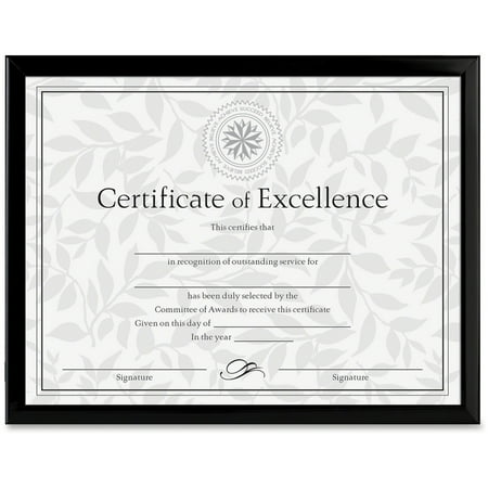 DAX Value U-Channel Document Frame w/Certificates, 8 1/2 x 11, Black