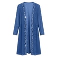 thumbnail image 7 of HongQid Women's Sheer Chiffon Cardigan, 3/4 Sleeve Open Front Duster Rhinestone Trim Edge, Lightweight Layering Jacket Wedding Formal Elegant Evening Outfit Clothing Ladies Dressy Cover Up, 7 of 7