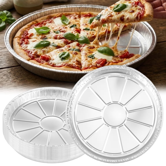 Grusce 20PCS 8 Inch Pizza Pan, Durable Round Pizza Pan, Aluminum Foil Bakeware Tray, Oven Safe Bulk Set for Kitchen Restaurant Home Holiday Activity Activities Accessories