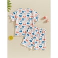 thumbnail image 4 of vera natura Baby Girl Summer Outfits Short Sleeve Floral/Bow/Fruit Print Tops + Shorts Set Toddler 2Pcs Clothes, 4 of 8