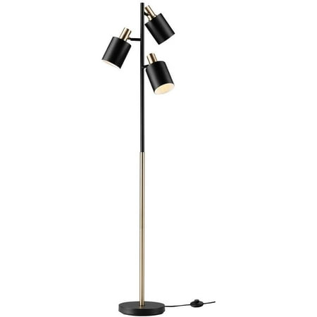 

Globe Electric 67354 67 3-Light Track Tree Lamp Matte Black Matte Brass Accents Floor Lamp for Living Room Adjustable Lamp Home Office Accessories Home Improvement Reading Lamp