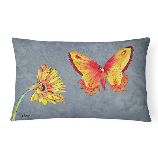 Carolines Treasures 8877PW1216 Gerber Daisy et Buttefly Coussin Décoratif en Tissu Intérieur & Extérieur