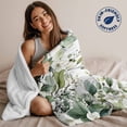 thumbnail image 2 of Boho Floral Throw Blankets, White Flowers Sage Green Leaf Soft Fleece Blanket Decorative for Home Sofa Couch Chair Living Bedroom, 30x40 Inches,, 2 of 9