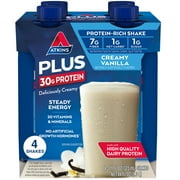 Atkins Creamy Vanilla PLUS Protein Shake, High Protein, Low Carb, Low Sugar, Keto Friendly, 4 Count