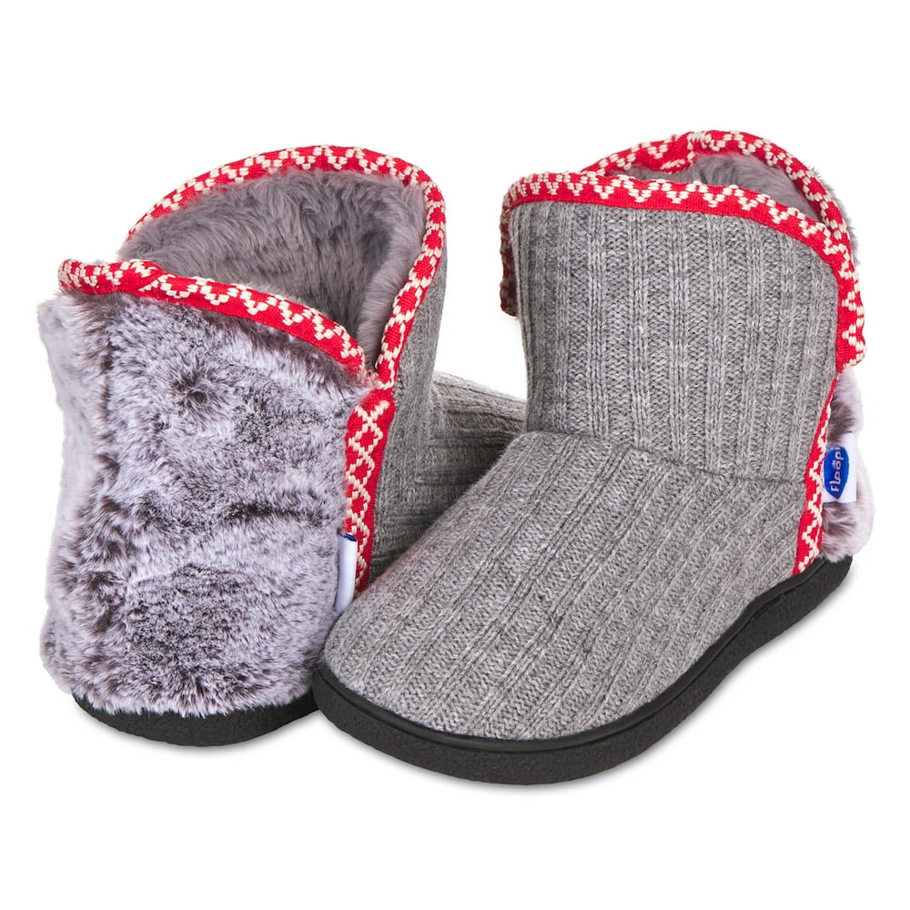 Floopi Floopi Indoor, Outdoor Slippers for Women Fur Lined House Booties, Ankle High, Closed