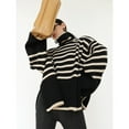 thumbnail image 3 of 1pcs striped turtleneck sweater--light bottom with black stripes, 3 of 5