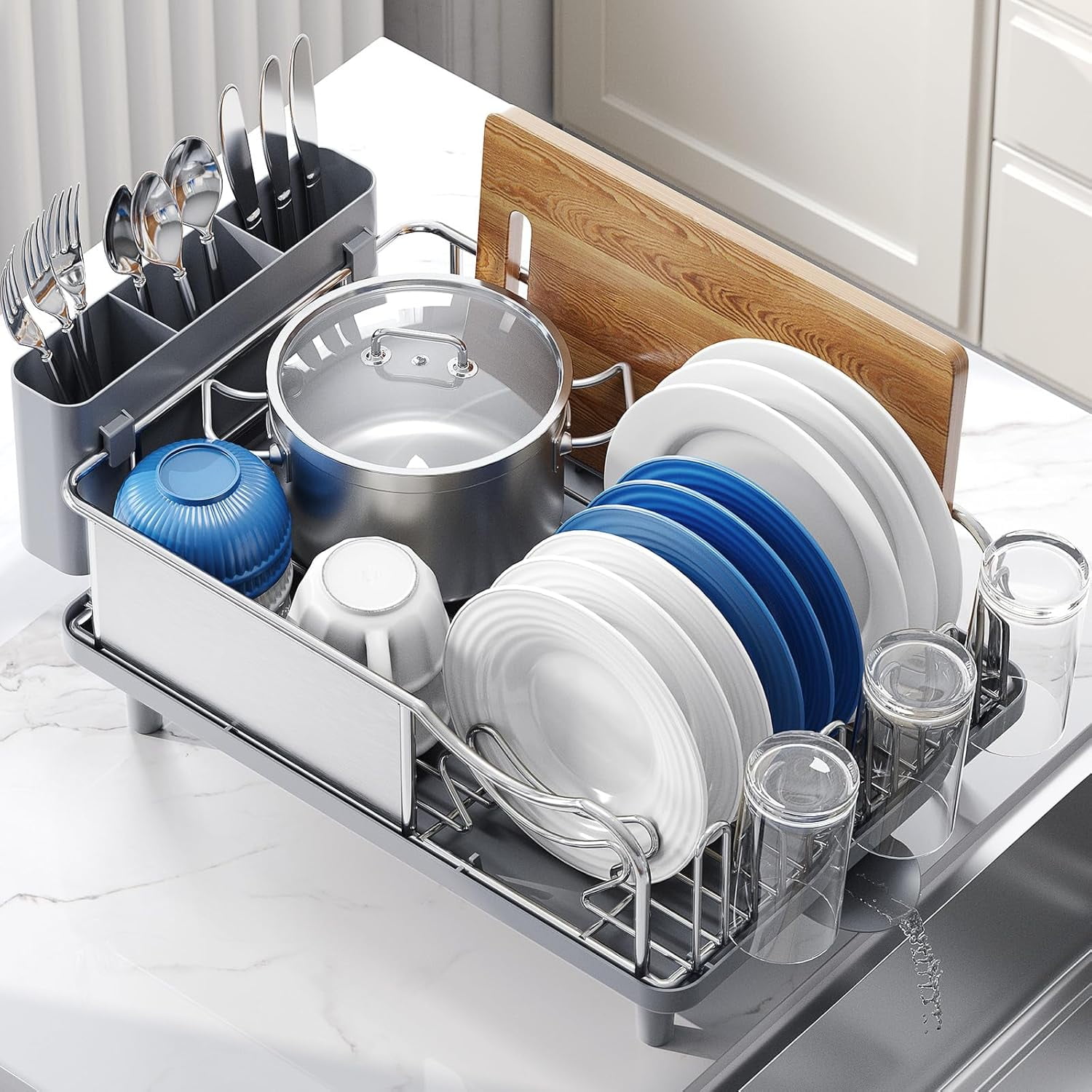 Sabatier Expandable Stainless Steel Dish Rack with Rust-Resistant
