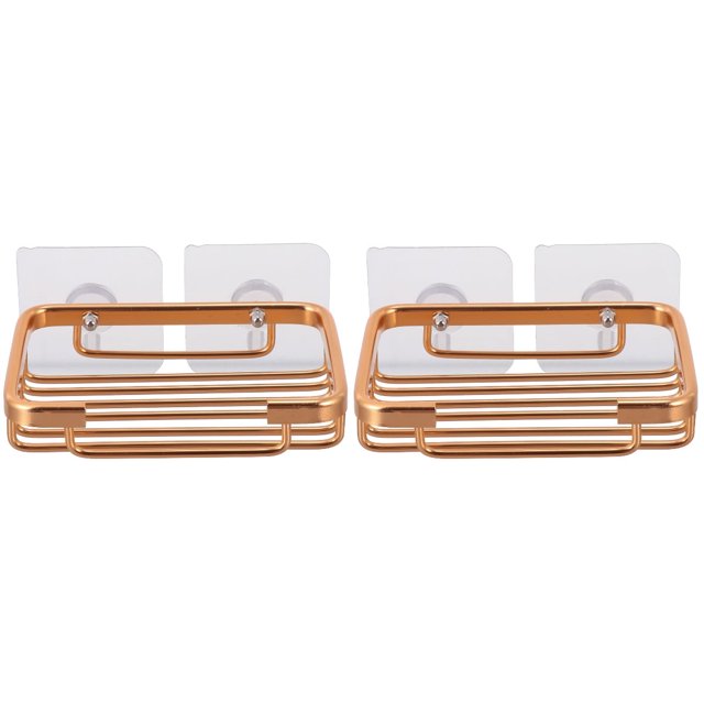 2 juegos de jabonera de pared con soporte para baño, drenaje de agua, estante de acero inoxidable, pegatinas sin rastro para niños