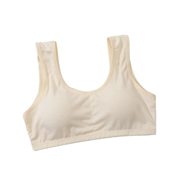OGLCCG Fixed Padding Training Bras for Girls, Cotton Seamless Cami Sports Bras for Teens 9-16, Soft Elastic Wireless First Bras for Girls