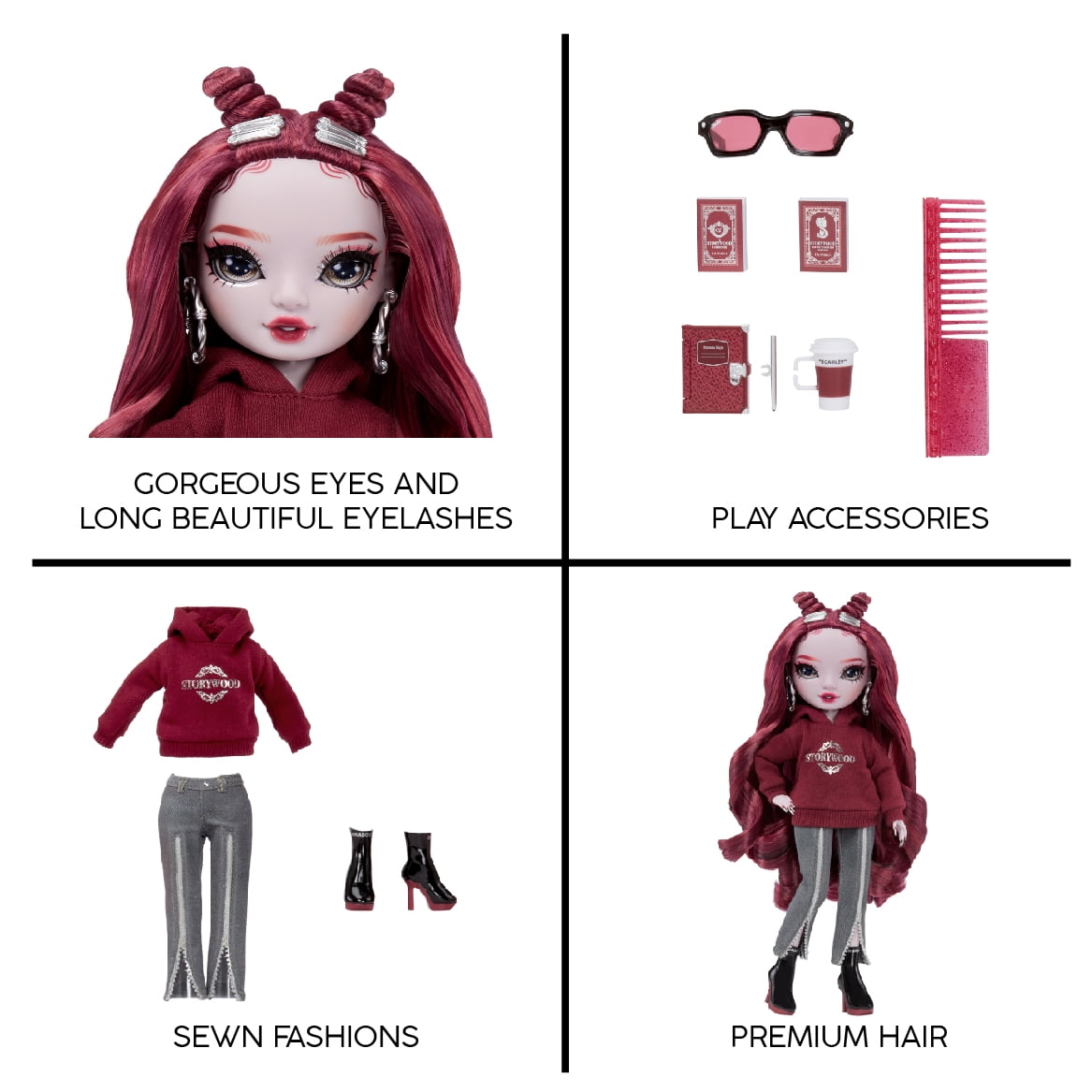 Rainbow High Shadow High Scarlett Red Fashion Doll, Collectible Outfit & 10+ Play Accessories Kids Gift 4-12