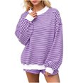thumbnail image 2 of Ihhxva Women's Knit Tops Oversized Striped Sweater Soft Winter Pullover Relaxed Mock Neck Top Chunky Casual Long Sleeve Cozy Tunic Blouse for Holiday S-5XL, 2 of 8