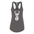 thumbnail image 2 of Deer Rose Animal Lover Ladies Racerback Tank Top, Dark Grey, Medium, 2 of 3