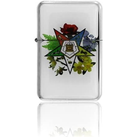 Mason Masonic Eastern Star Floral Wind Proof Oil Lighter Master