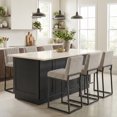 thumbnail image 4 of Usaint Sets of 6 Bar Stools with Thickened Metal Frame, Mid Back 26 Inch Counter Height Upholstered Modern Bar Chairs for Kitchen Island,Brown, 4 of 8