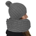 thumbnail image 2 of Cable Knit 2 Pair Faux Fur Beanie Hat and Infinity Loop Scarf Set, 2 of 8