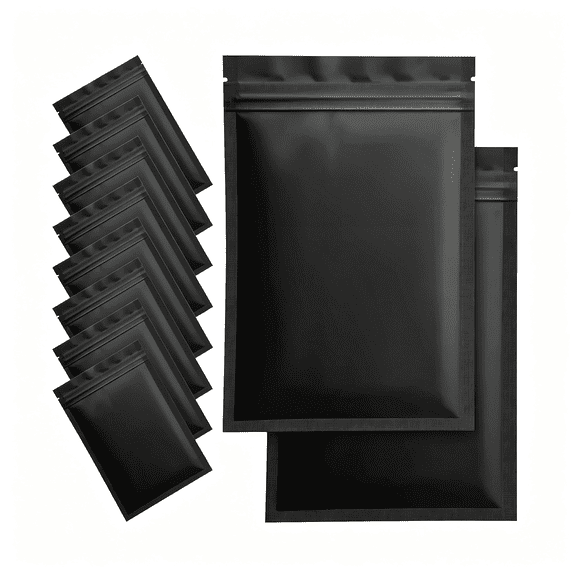 BPPEG 100Pcs Smell Proof Mylar Bags for Food Storage-5.5X7.8In Resealable Packaging Pouch Bags for Small Business Lipgloss Jewelry Matte Black Mylar Bags 5X7