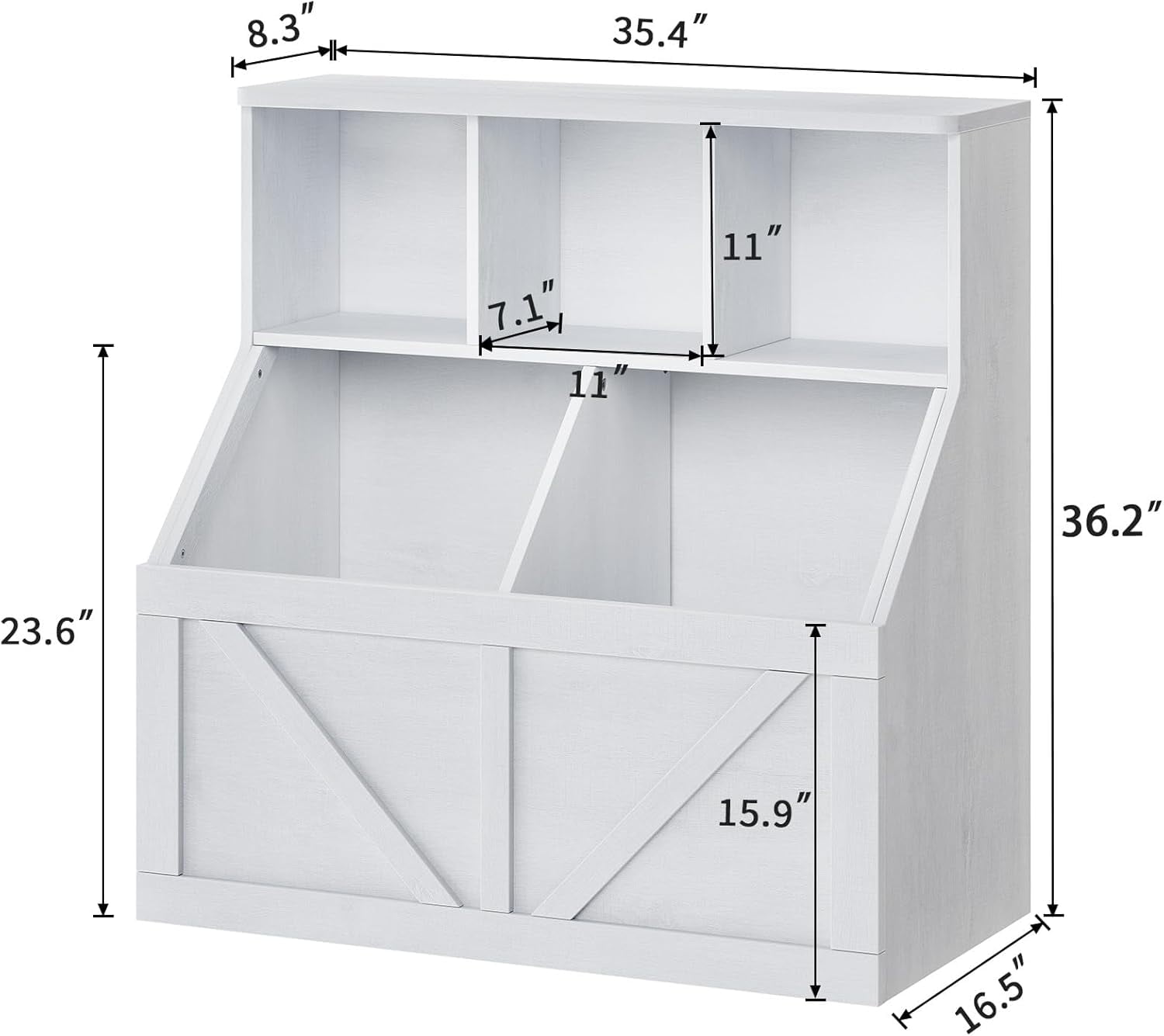 Toy Storage Organizer, Bookshelf and Toy Storage, Toddlers Bookshelf Toy Organizer for Rooms Playroom Bedroom Nursery Daycare, Vintage White