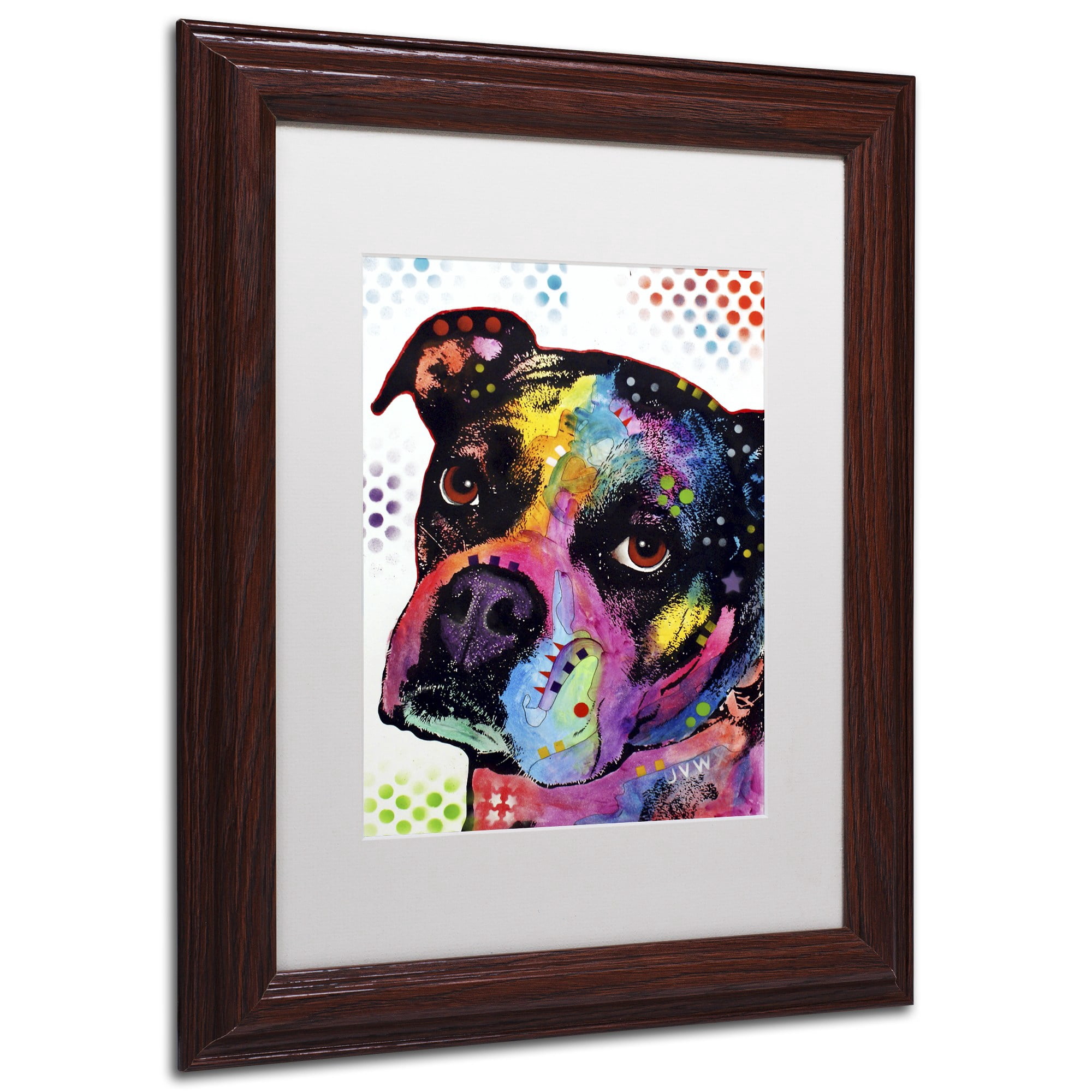 Trademark Fine Art "Young Boxer" Canvas Art by Dean Russo, White Matte, Wood Frame