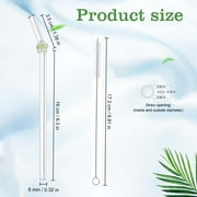 Lnrkai 12 Pcs Reusable Glass Straws, Cute Flower Reusable Drinking Straw with 4 Cleaning Brushes for Juice